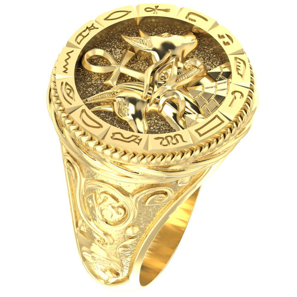 Egyptian Eye of Horus Cross of Life Ankh Symbol Ring Anubis Ancient Egypt Brass Jewelry Size 6-15