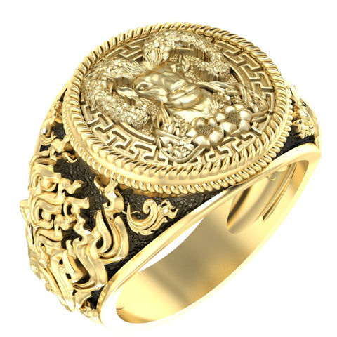 Head Ram Ring for men Goat Zodiac Animal Brass Jewelry Size 6-15