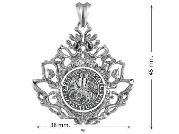 Knights Templar Seal Crusaders Masonic Solomons Pendant 925 Sterling Silver