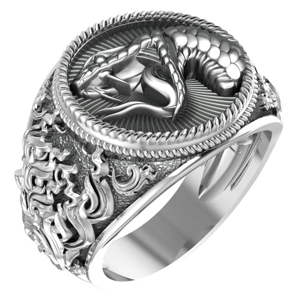 Cobra Snake Ring for Men Animal Punk Jewelry 925 Sterling Silver Size 6-15