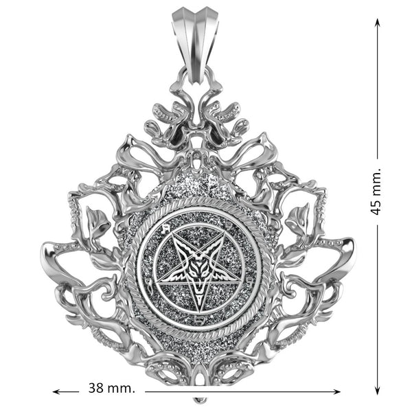 Pentagram Baphomet Satan Goat Demon Pendant 925 Sterling Silver
