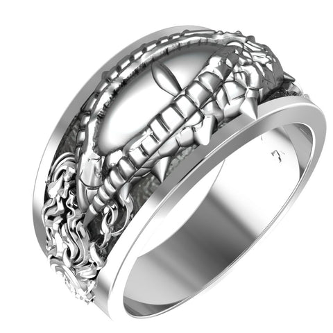 Gothic Dragon Eye Ring Biker for Women Men 925 Sterling Silver Size 6-15