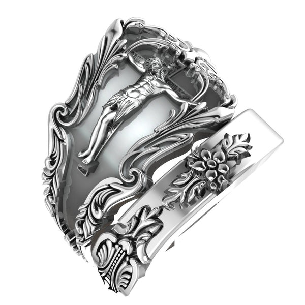 Jesus Cross Rings For Women Men Protection 925 Sterling Silver Size 6-15