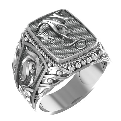 flying Dragon Ring for Men Protection Boho Celtic Fantasy Jewelry 925 Sterling Silver