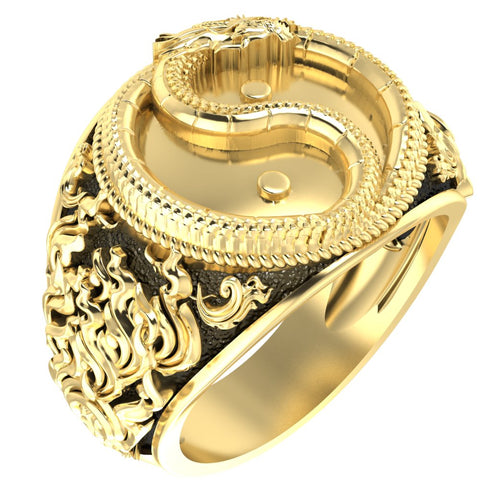 Dragon Yin Yang Ring for Men Women Amulet Brass Jewelry Size 6-15