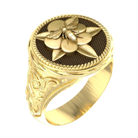 Honey Bee Ring for Men Women Honeycomb Brass Jewelry Size 6-15