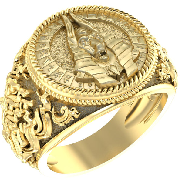 Anubis Signet Mens Ring Ancient Egyptian God Amulet Brass Jewelry Size 6-15