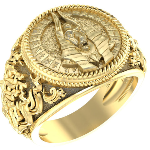 Anubis Signet Mens Ring Ancient Egyptian God Amulet Brass Jewelry Size 6-15