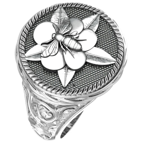 Honey Bee Ring for Men Women Honeycomb Animal Jewelry 925 Sterling Silver