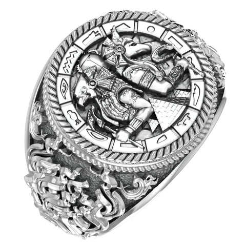 Anubis Egyptian Ring Pharaoh Gothic Biker Amulet Jewelry 925 Sterling Silver