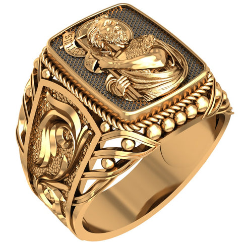 Catholic Signet Saint John the Baptist Ring Brass Jewelry Size 6-15