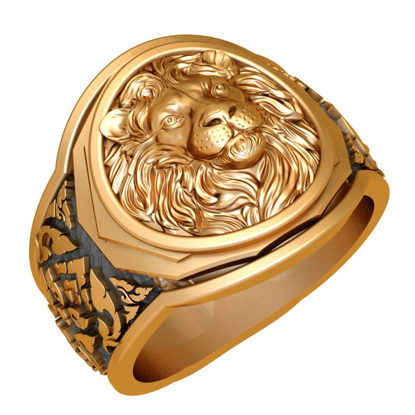 Men's Lion Head Ring, Mens Lion Ring Animal Brass Jewelry Size 6-15