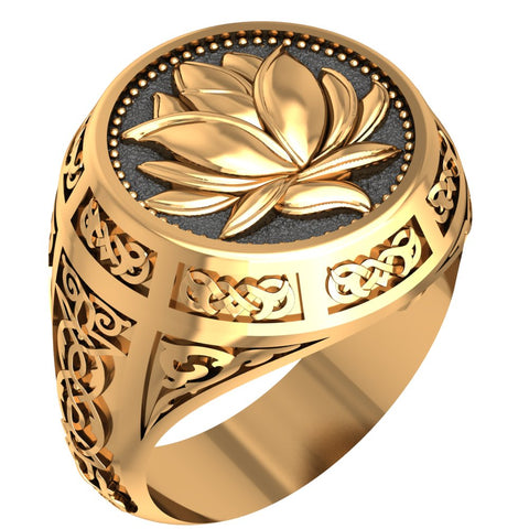 Boho Tribal Lotus Blossom Flower Ring Yoga Brass Jewelry Size 6-15