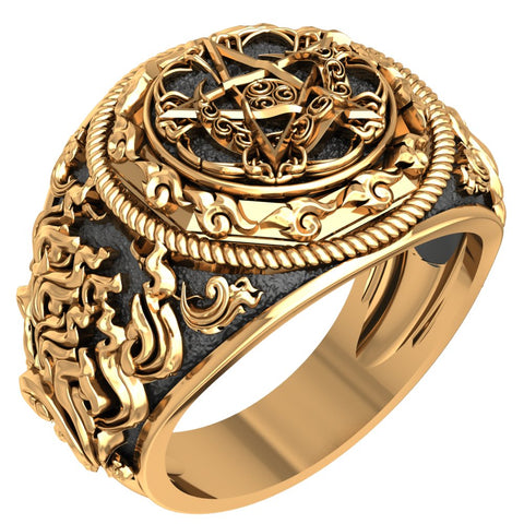 Pentagram In Moon Ring Protection Moon Sun Celtic Wicca Amulet Brass Jewelry Size 6-15