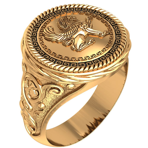 Mens Wing Lion Animal Ring Gothic Biker Winged Lion Brass Jewelry Size 6-15