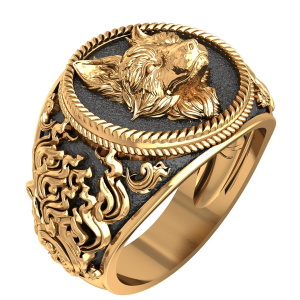 Fox Head Animal Biker Ring Gothic Punk Brass Jewelry Size 6-15