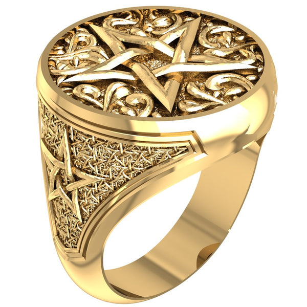 Pentagram Amulet Pentacle Star Ring for Women Men Gothic Biker Punk Brass Jewelry Size 6-15