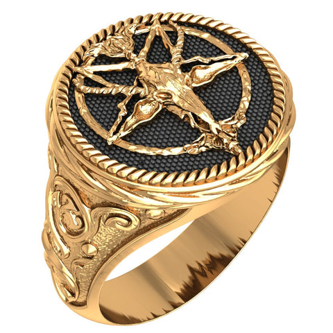Satan Baphomet Goat Skull Head Biker Rings for Men Women Gothic Punk Brass Jewelry Size 6-15