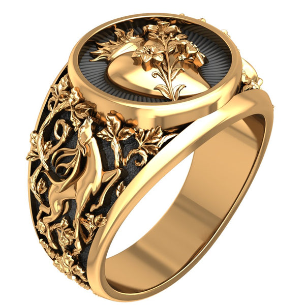 Sacred Heart Ring with Flower for Men Woman Anniversary Brass Jewelry Size 6-15