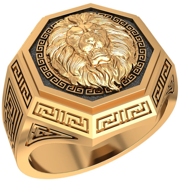 Men's Lion Head Ring Animal Silver Jewelry for Mens Women Brass Jewelry Size 6-15