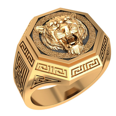 Men's Tiger Head Ring Tiger Animal for Mens Women Brass Jewelry Size 6-15