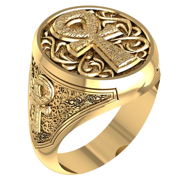 Egyptian Ankh Cross Men Women Ring Brass Jewelry Size 6-15