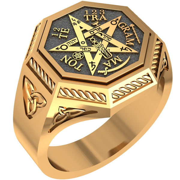 Tetragrammaton Name of God Magic Pagan Wiccan Mens Womens Ring Brass Jewelry Size 6-15
