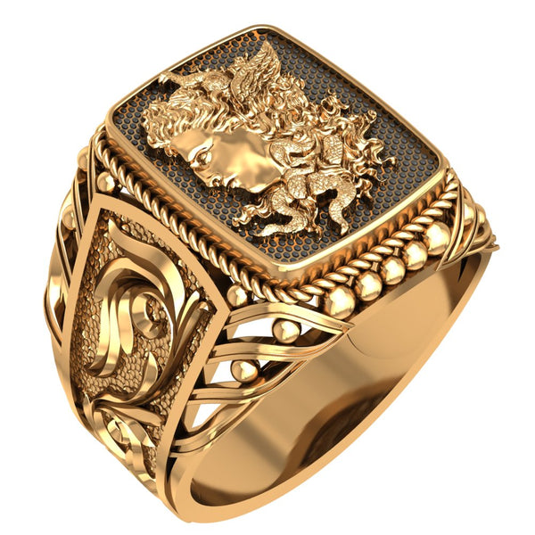 Greek Myth God Mercury Ring Ancient Greek God Brass Jewelry Size 6-15