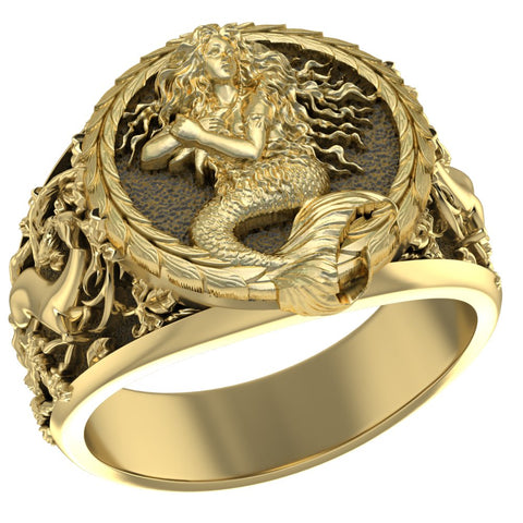 Mermaid Ring Birthday Gifts Brass Jewelry Size 6-15 Br-510