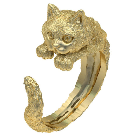 Cat Ring Animal Brass Jewelry Size 6-15 Br-508