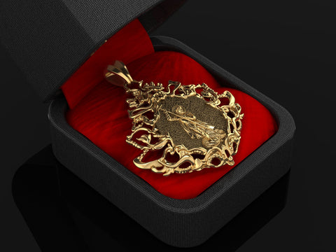 Saint George Mens Pendant Demon Protection With Dragon Brass Jewelry