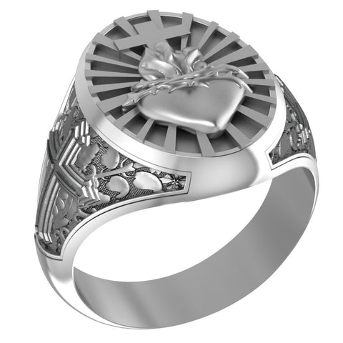 Sacred Heart Ring Jesus God Amulet Christian Jewelry 925 Sterling Silver Size 6-15 R-497