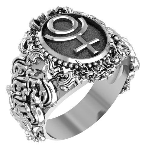 Pluto Ring Symbol of The Planet Mens Jewelry 925 Sterling Silver Size 6-15