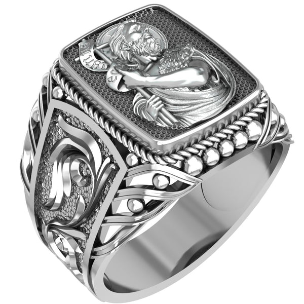 Catholic Signet St Saint John the Baptist Ring Mens Amulet Jewelry 925 Sterling Silver Size 6-15