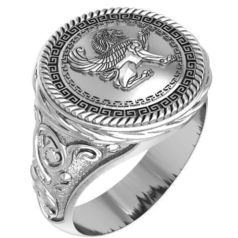Mens Wing Lion Animal Ring Gothic Biker Winged Lion Jewelry 925 Sterling Silver Size 6-15