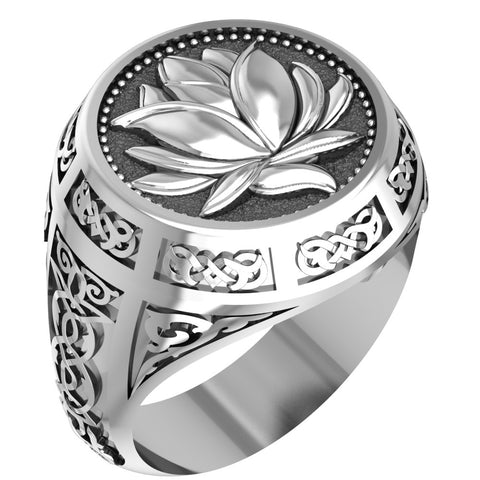 Boho Tribal Lotus Blossom Flower Ring Yoga Jewelry 925 Sterling Silver Size 6-15