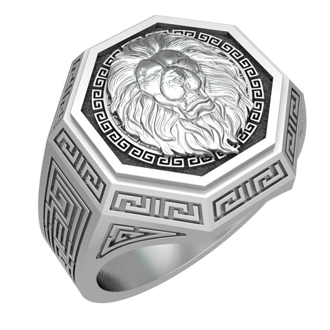 Men's Silver Lion Head Ring Animal Silver Jewelry for Mens Women 925 Sterling Silver Size 6-15