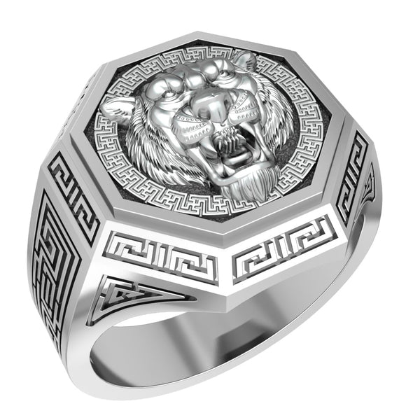 Men's Silver Tiger Head Ring Tiger Animal Silver Jewelry for Mens Women 925 Sterling Silver Size 6-15