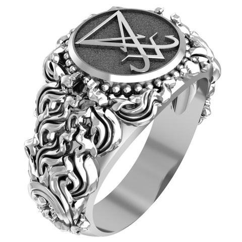 Sigil of Lucifer Ring Gothic Devil Seal of Satan Amulet Protection Jewelry 925 Sterling Silver Size 6-15