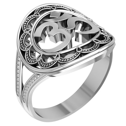 Aum or Ohm Ring Om Yoga Jewelry 925 Sterling Silver Size 6-15