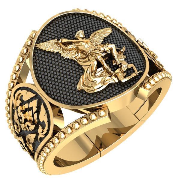 Saints Michael The Archangel Ring Amulet Protection Mens Womens Brass Jewelry Size 6-15 BR-100