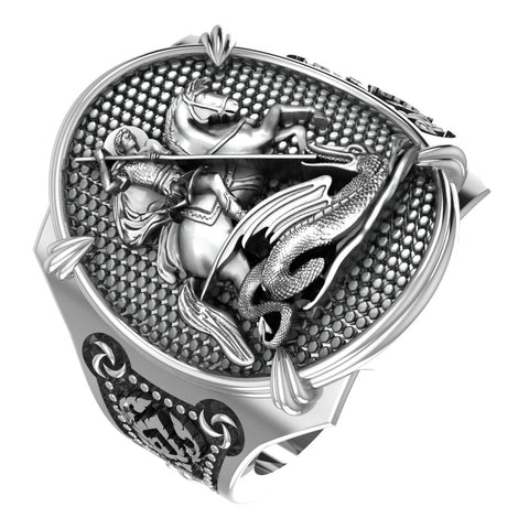 The Saint George Men's Ring 925 Sterling Silver Size 6-15