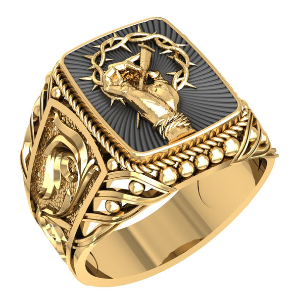 Hand of Jesus Ring for Men Catholic Christian Brass Jewelry Size 6-15 ...
