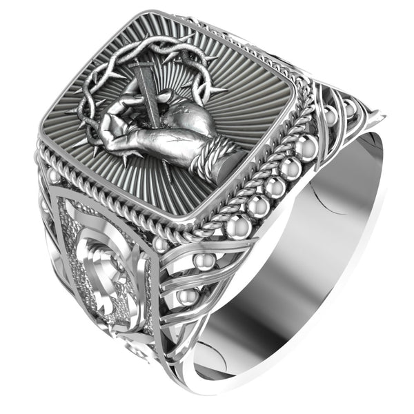 Hand of Jesus Ring for Men Catholic Christian Jewelry 925 Sterling Silver Size 6-15