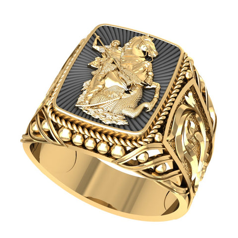 The Saint George the Victorious Archangel Mens Ring Brass Jewelry Size 6-15 BR-106
