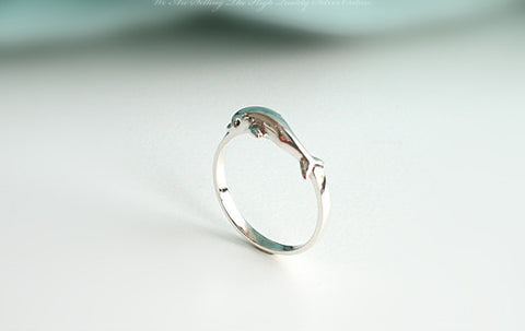 925 Sterling Silver Princess dolphin Ring Dolphin Ball Ring Gift Idea Rocker Gothic Woman Jewelry -  Silver ring (SR-070)