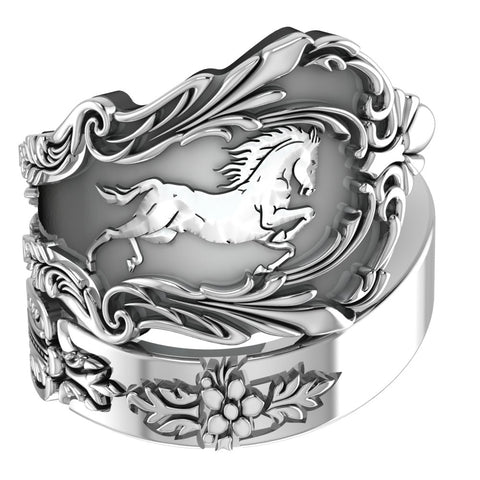 Adjustable Horse Spoon Ring Vintage style for Mens Women 925 Sterling Silver Size 6-15