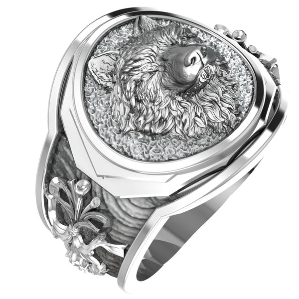 Men's Wolf Ring, Norse Viking Nordic Wolf Rings for Men 925 Sterling Silver Size 6-15