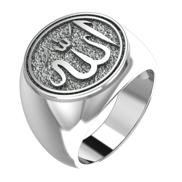 Islamic Allah Ring for Mens Women Gift for Him 925 Sterling Silver Size 6-15