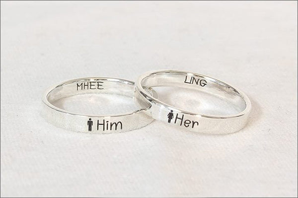 Stackable Rings - Name Rings - Stacking Rings - Personalized Stacking Ring, Mothers Ring,  Stackable Name Ring - Engraved Ring (RB-5)